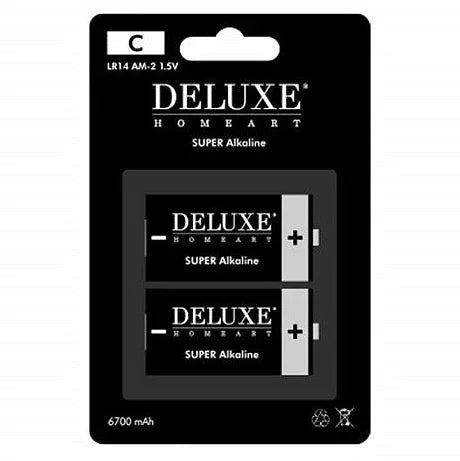 2x C-batterijen Deluxe Homeart super alkaline 1,5V, geschikt voor Nordic Flame LED-kaarsen