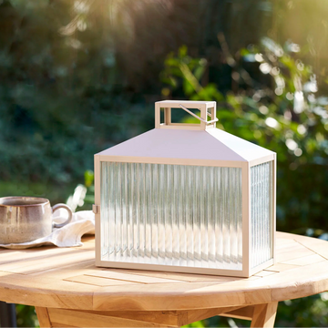 Lucca Glazen Lantaarn – Beige/Grijs van Metaal