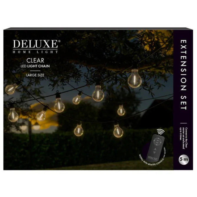 DELUXE Home Light clear LED lichtslingers buiten, 5 meter, sfeerverlichting voor tuin of balkon