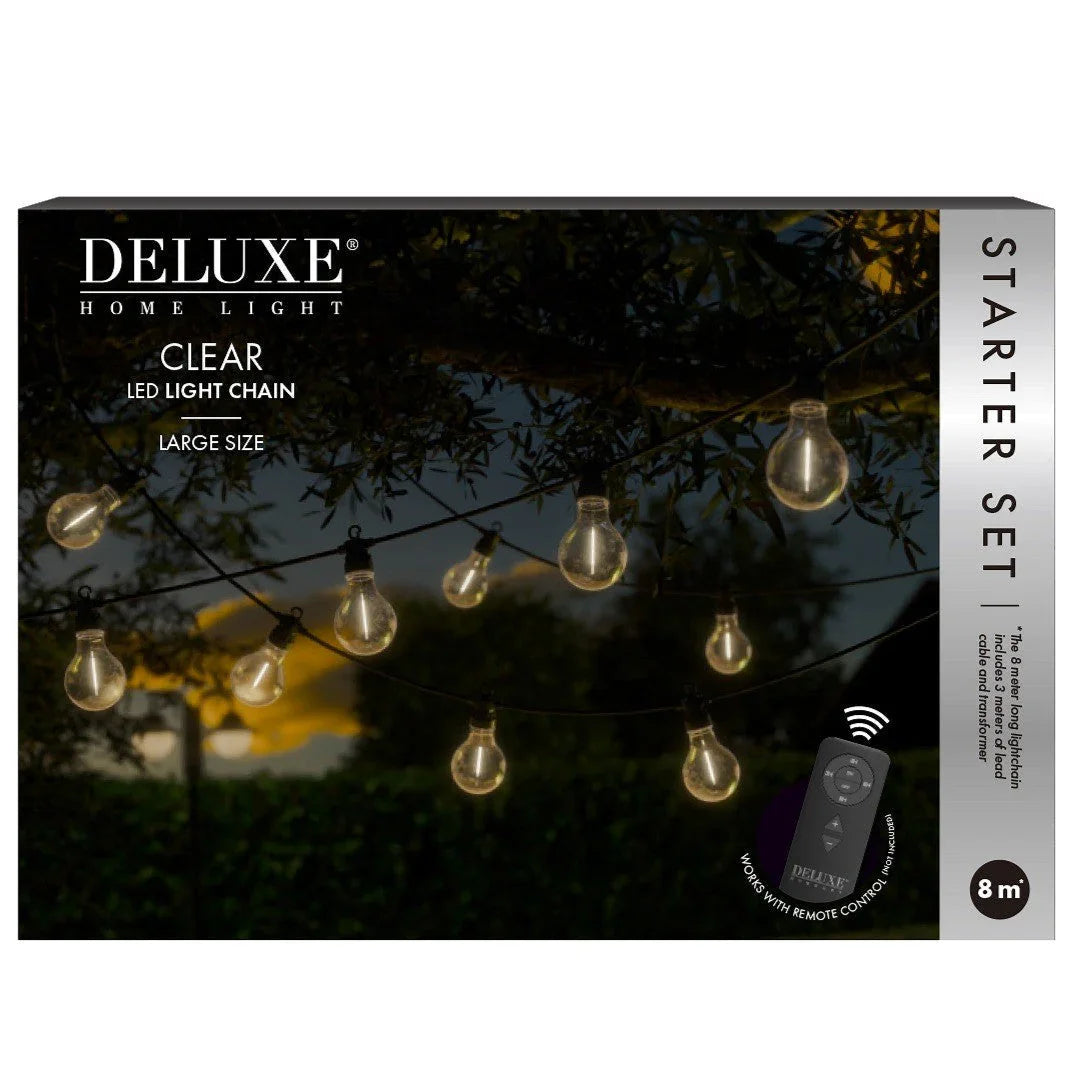 Deluxe Home Light heldere LED lichtslinger starterset, 8 meter voor buiten, sfeervolle tuinverlichting