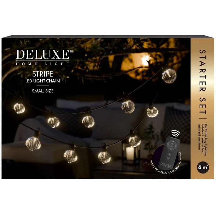 Deluxe Home Light Stripe LED lichtsnoer, buitenverlichting met ronde lampen, 6 meter, Nordic Flame