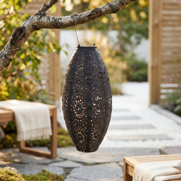 Solar LED lantaarn – Hangende solarlamp voor buitengebruik - Zwart