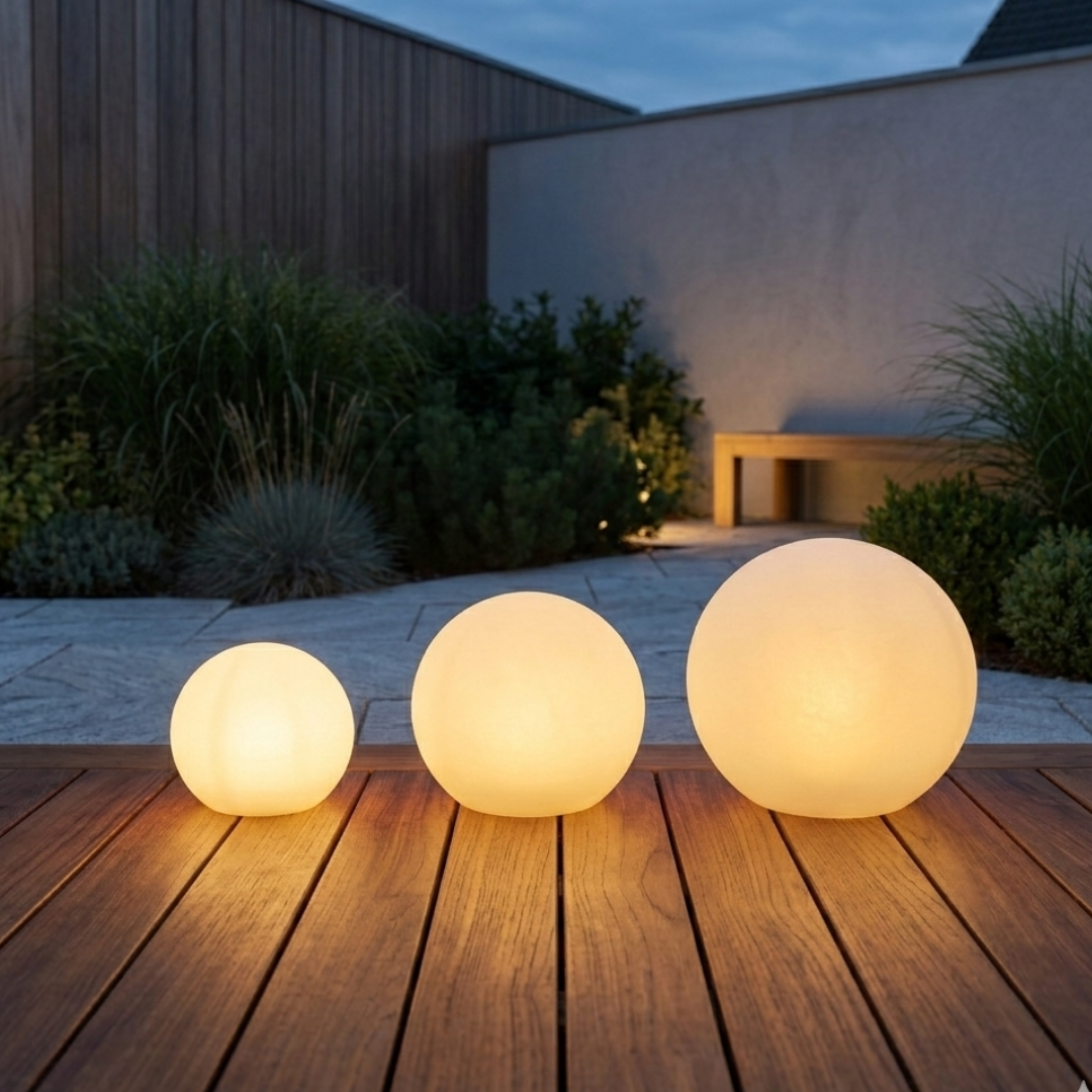 Solar LED lichtbollen voor buiten – Wit – 3-delige set (Ø: 20/25/30 cm) – NORDIC