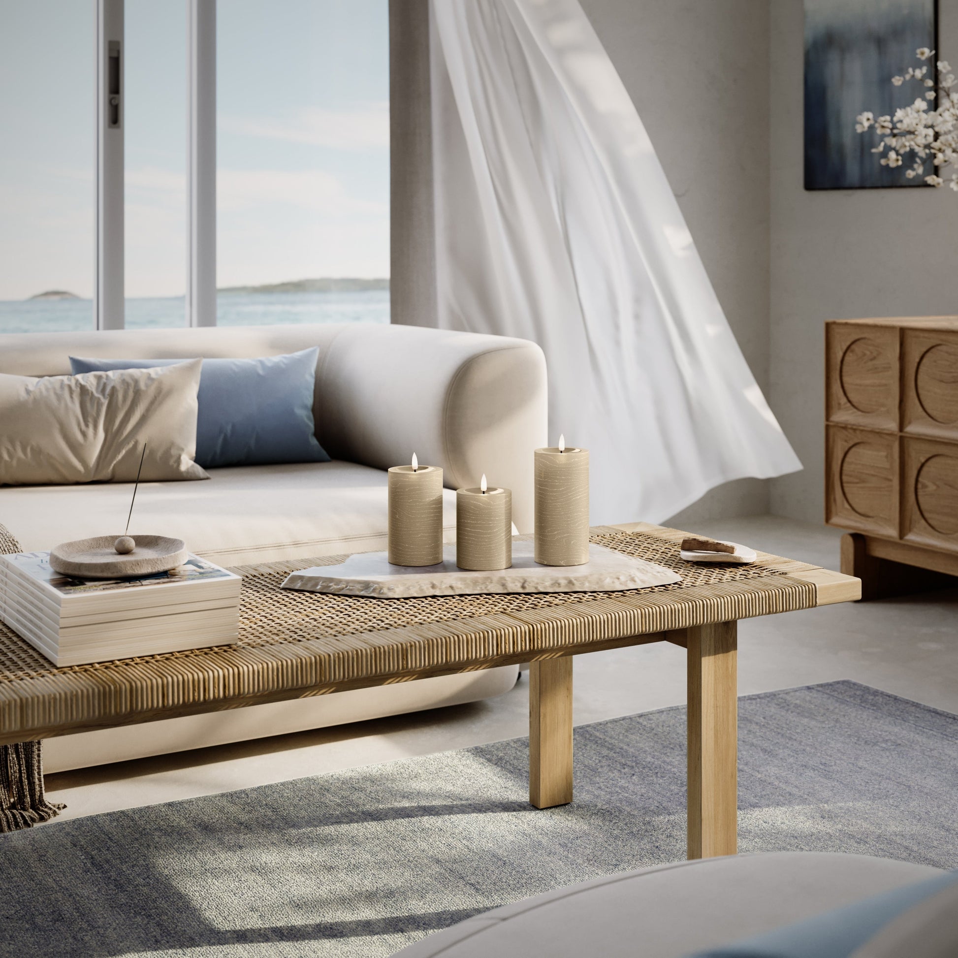 3er-Set LED Stumpenkerzen innen – Karamell mit Fernbedienung & realistischer 3D-Flamme - Nordicflame-de