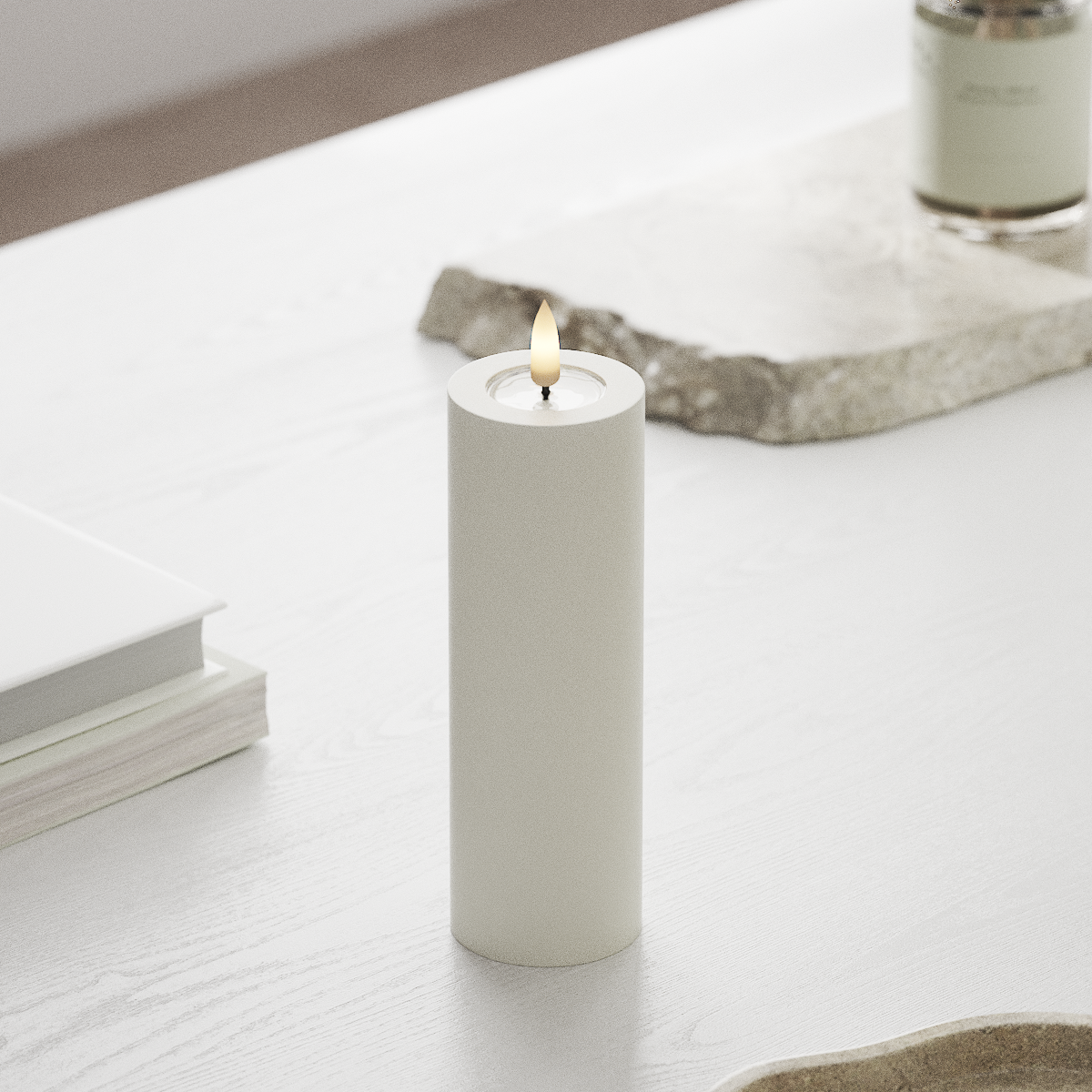 LED-Kerze D5 x 15 cm - Deluxe Echtwachs - Realistische 3D Flamme - Nordicflame-de